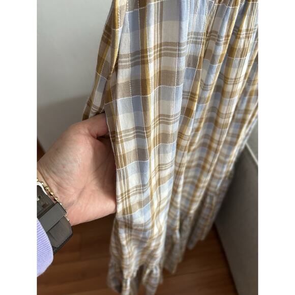 Madewell Ruffle-Sleeve Plaid Tiered Midi Dress in Plaid 14 Preppy Cottagecore - Picture 5 of 8